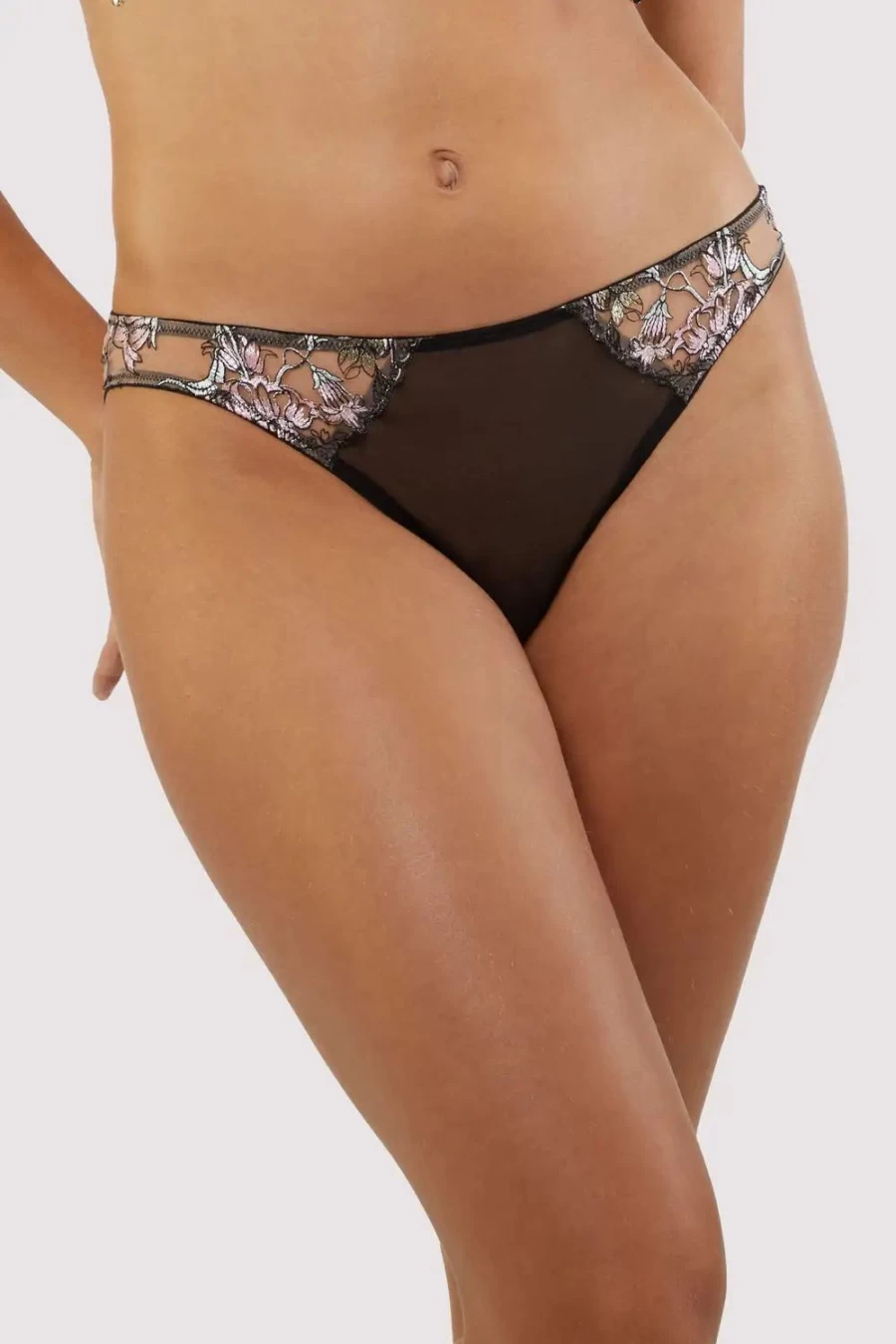Sexproducts Mayla Embroidered Brief - Playful Lingerie in Black & Pink