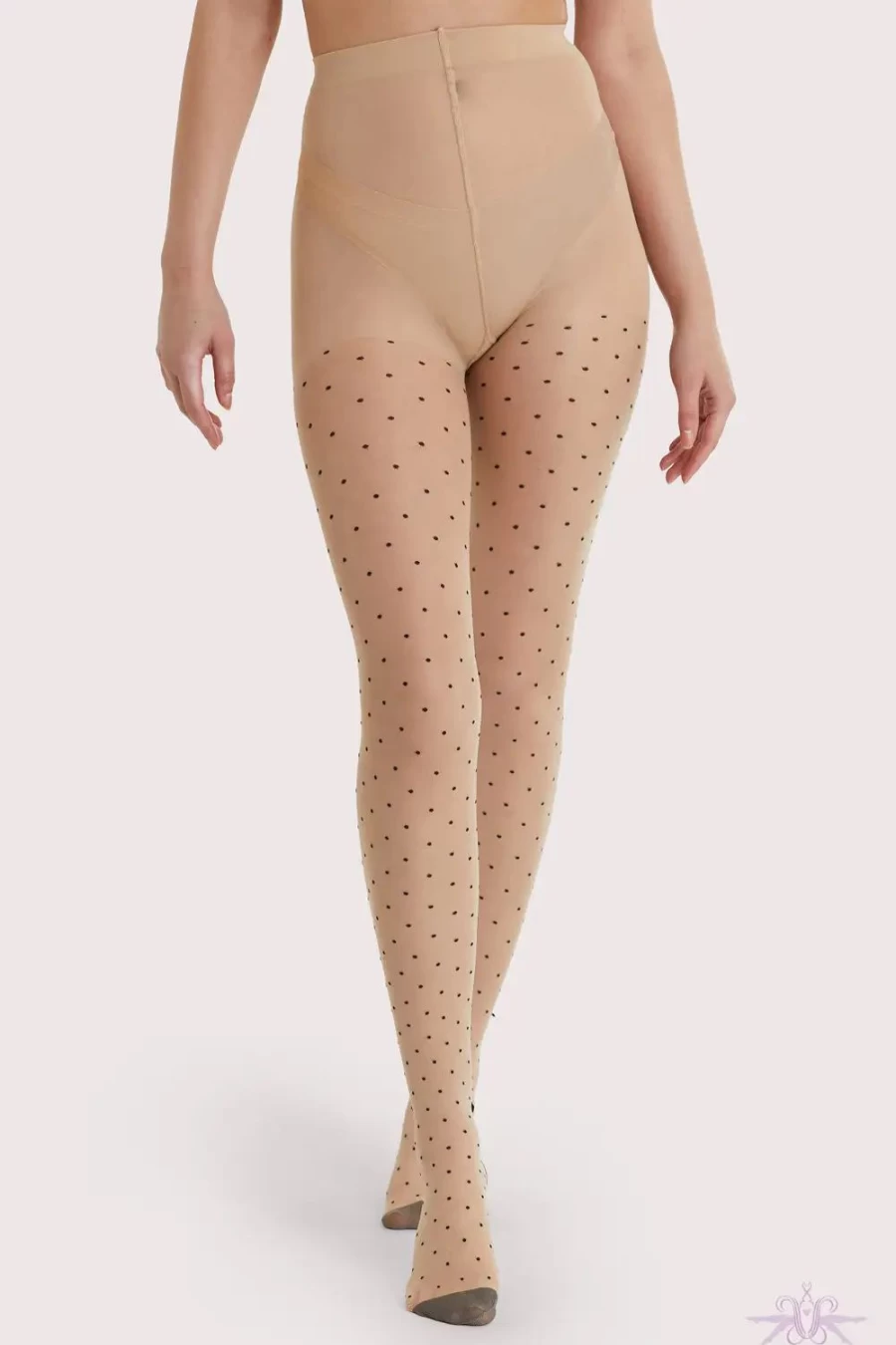 "Sexproducts Nude Dotty Seamed Tights With Bow - Playful Promises Style"
