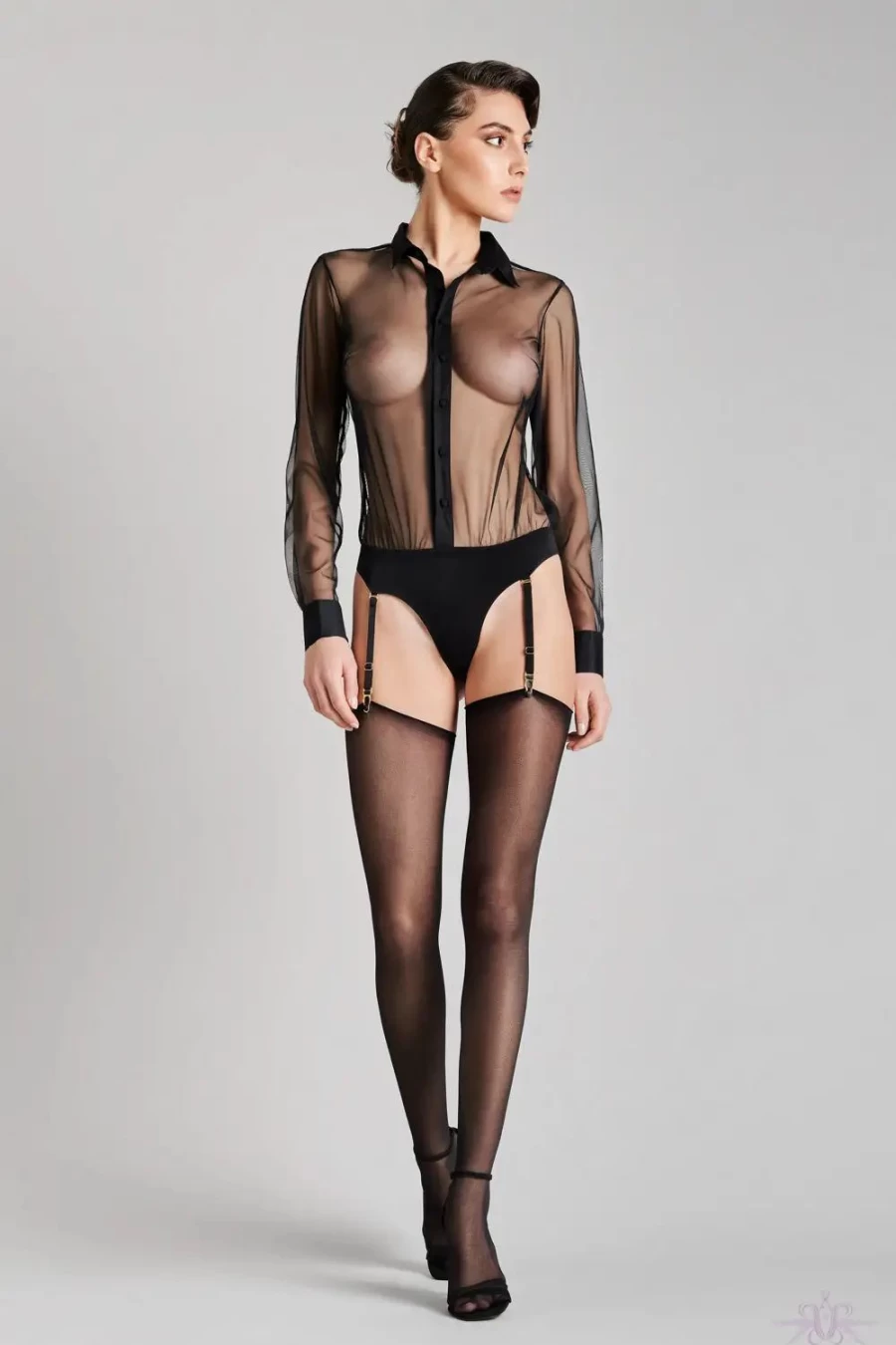 Sexproducts Black Maison Close Madame Reve Shirt Bodysuit for Women