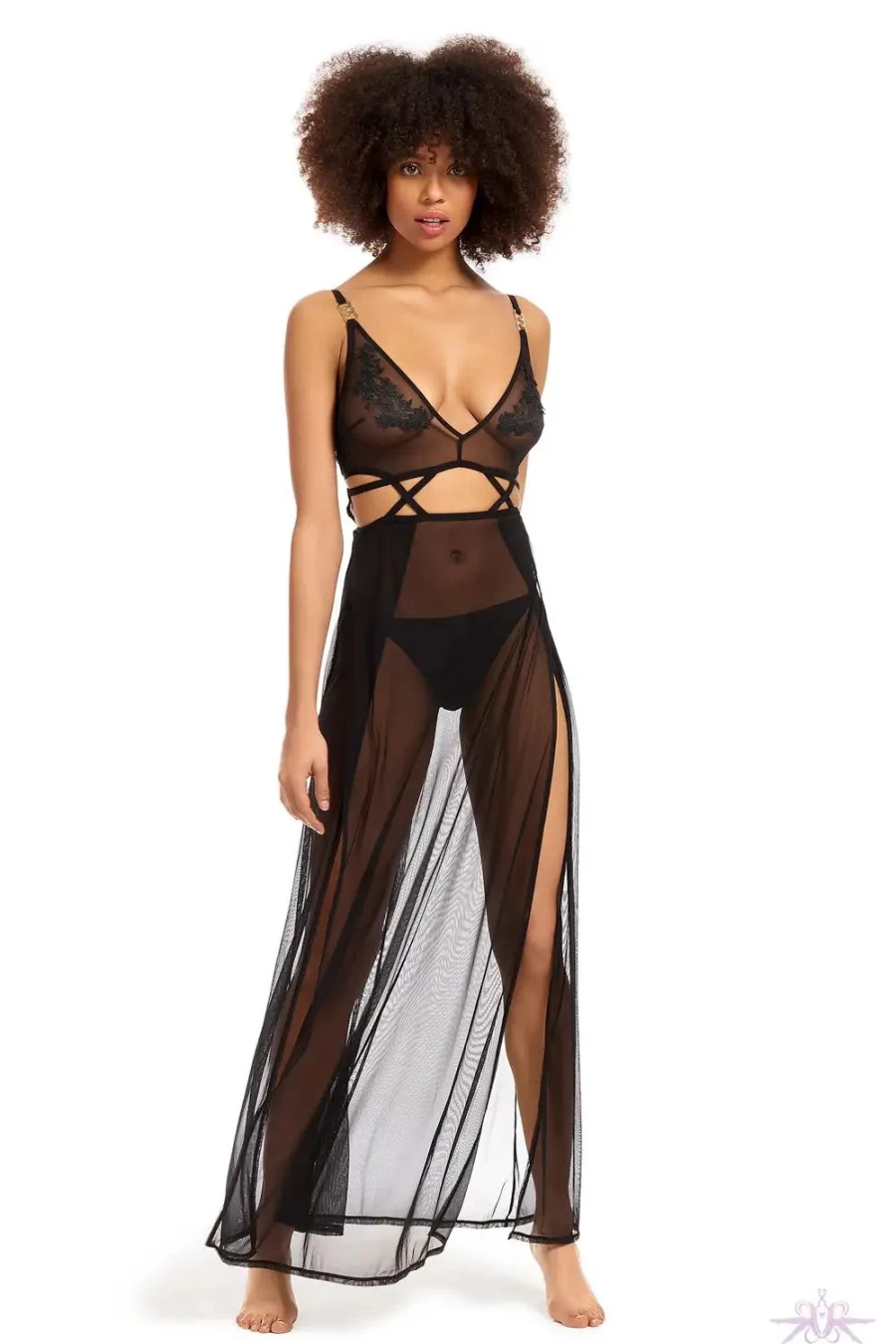 Sexproducts Nyla Long Chemise Lingerie in Black - Elegant Nightwear for Women