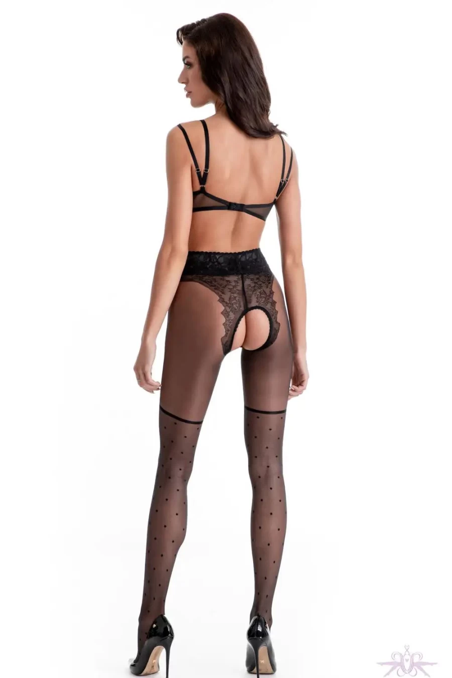 "Sexproducts Black Amour Lolita Crotchless Tights - Gothic Lingerie Hosiery"