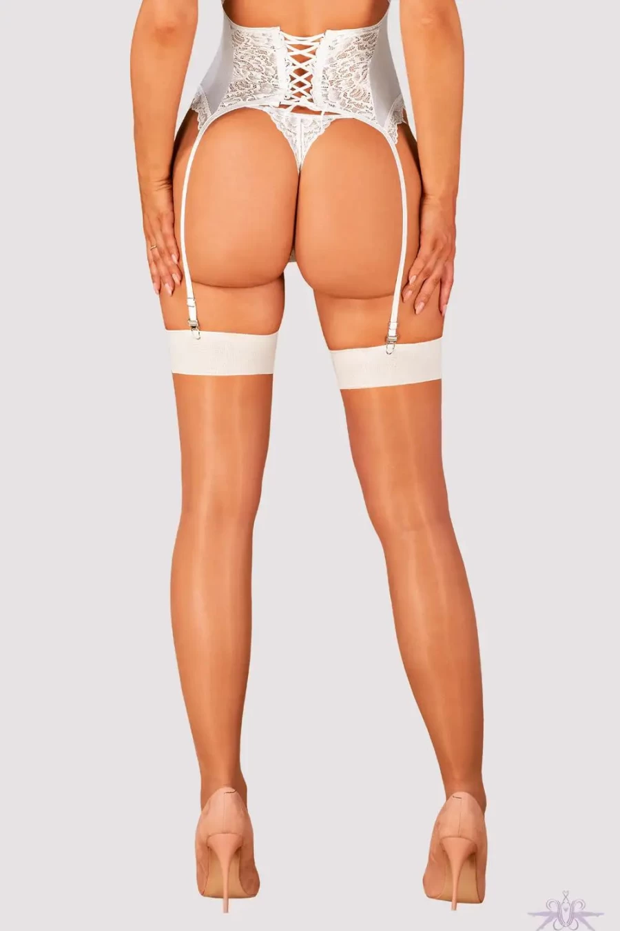 Sexproducts Nude/White Obsessive Amor Bianco Sheer Top Stockings for Women