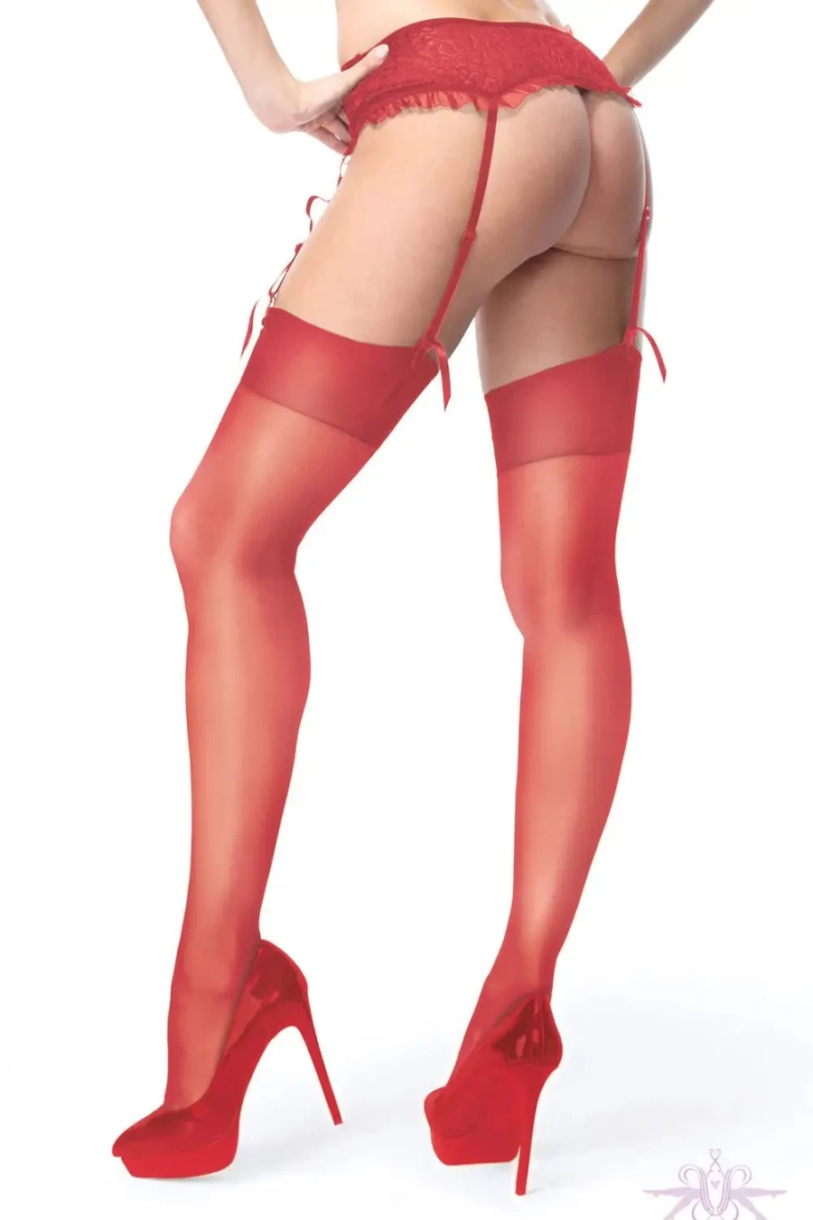 Sexproducts Red Misso Shiny 15 Denier Stockings - Ultra Sheer Pantyhose
