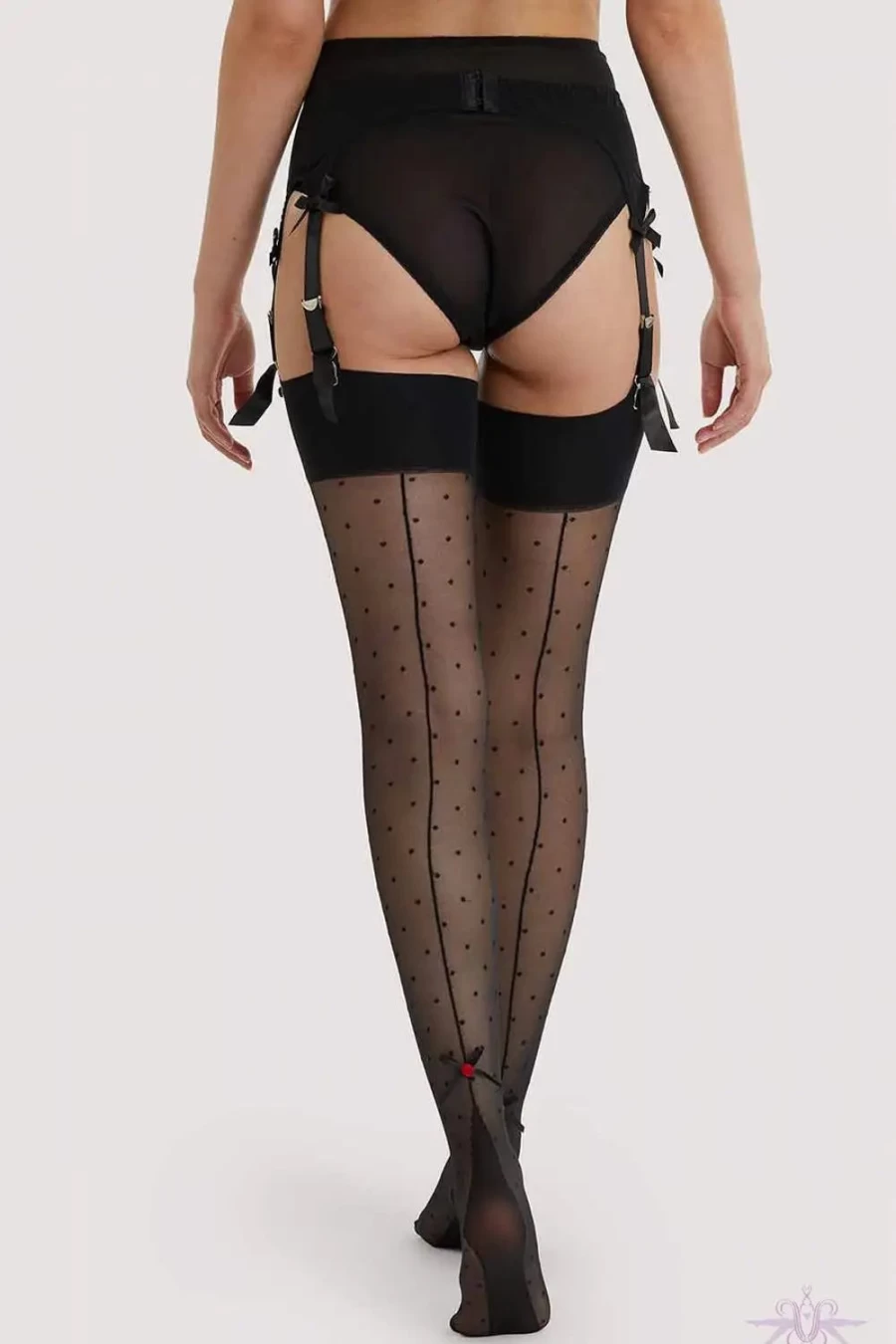 Sexproducts Black Seamed Stockings - Playful Promises Dotty Style