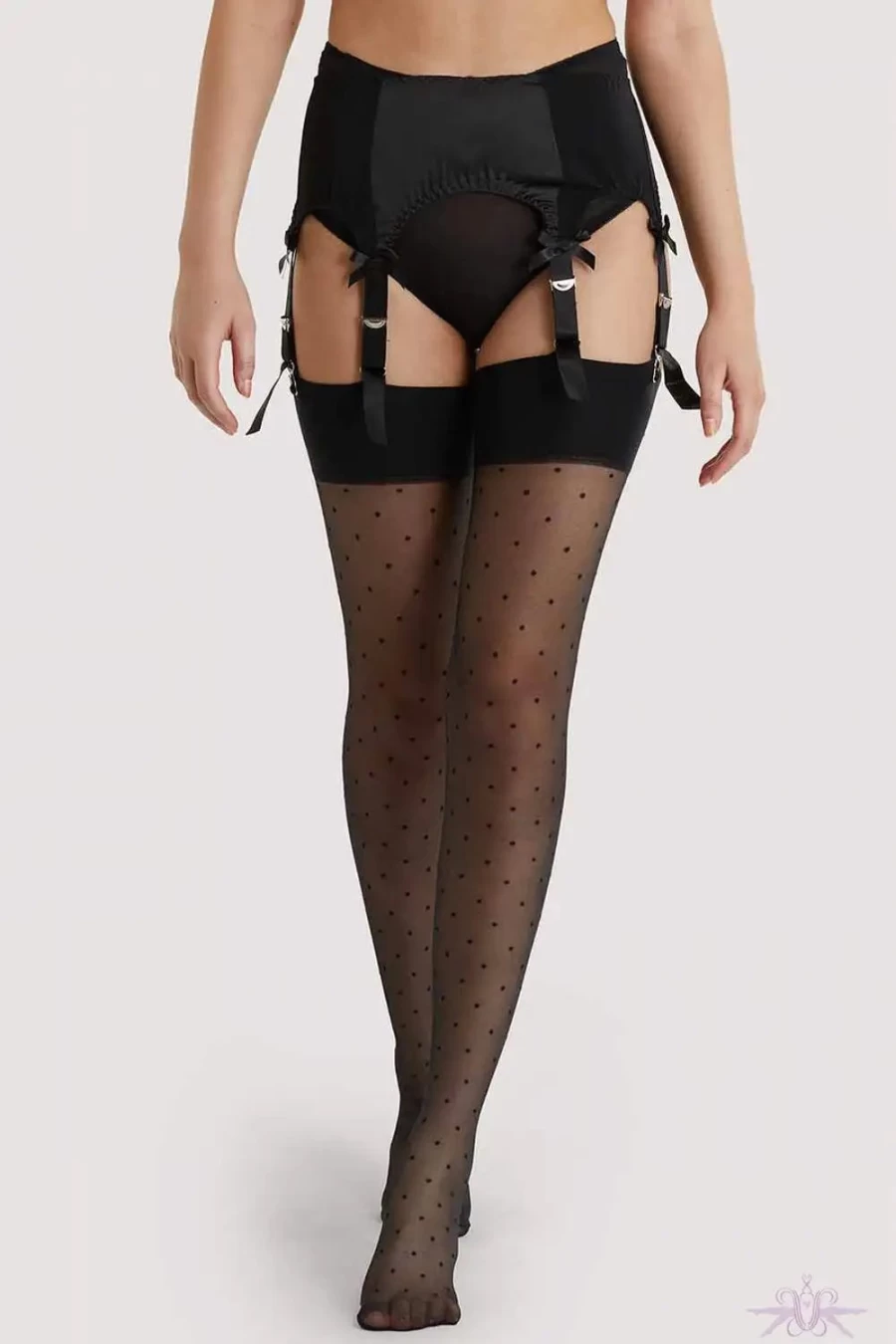 Sexproducts Black Seamed Stockings - Playful Promises Dotty Style