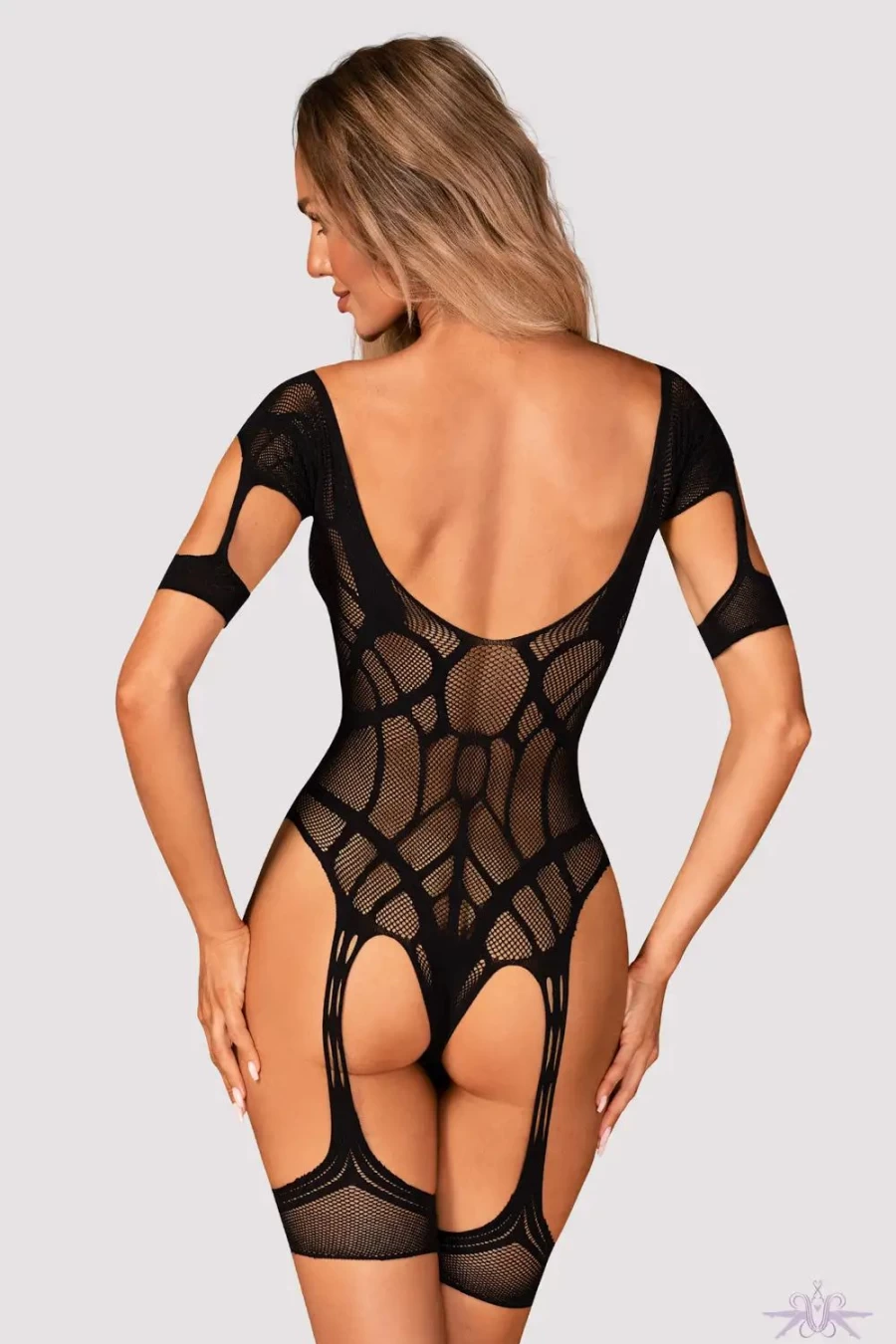 "Sexproducts Black Obsessive Open Geometric Knit Bodysuit - Stylish Lingerie for Women"
