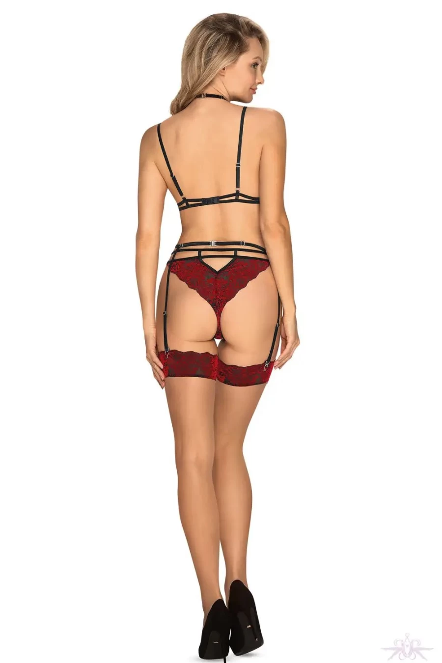 "Sexproducts Obsessive Sugestina 3 Piece Lingerie Set - Red & Black Seductive Underwear"