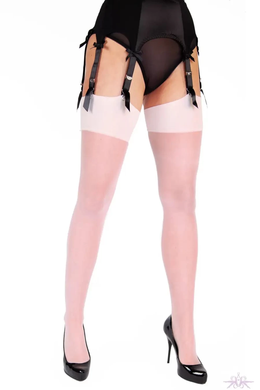 "Sexproducts Vintage Seamed Stockings in Creme De Peche - Playful Promises Style"